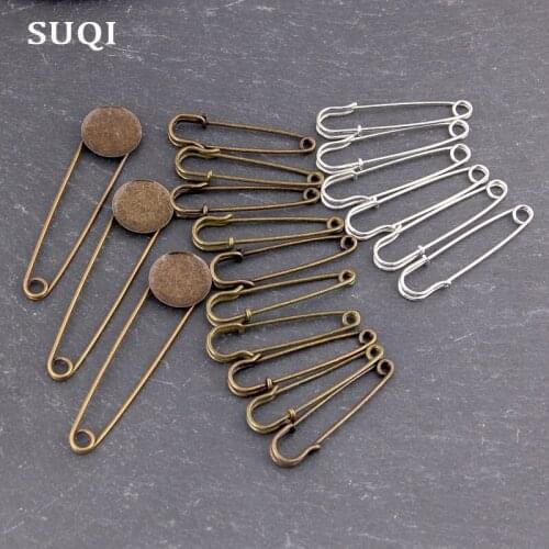 SUQI gold silver bronze jewelry make various styles 15mm to 45mm brooches DIY pin bottom safe brooch base Clothing accessories