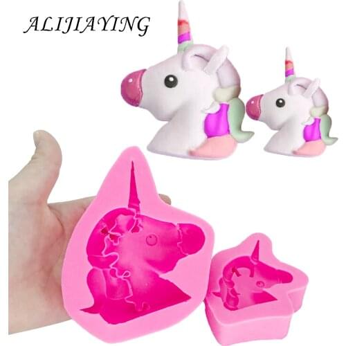 DIY Unicorn silicone mold baby birthday cake fondant decorating tool polymer clay resin mould D1391