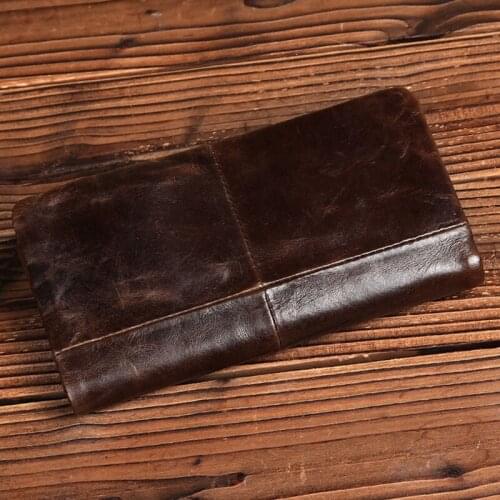 BULLCAPTAIN 100% Genuine Leather Clutch Bag Large Capacity Pocket Money Card Holder Vintage Long Purse Brand Bifold Wallet Gift