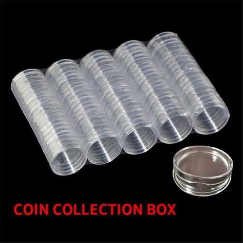 100pcs/set 40mm Commemorative Coin Collection Protection Box Coin Transparent Small Round Box Bit-coin Collection Storage Box