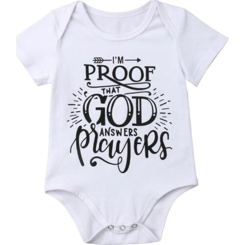 Citgeett Summer Casual Newborn Baby Girl Boy Bodysuit Letters Short Sleeves God Proof Jumpsuit Outfits Sunsuit Clothes