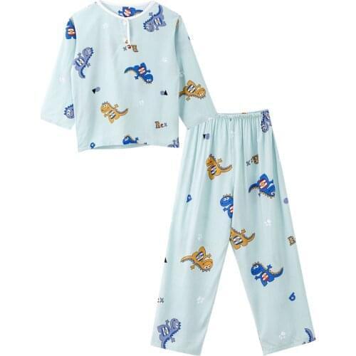 Summer Girls Boys Pajamas Sets Children Clothing Suits T-shirt + Pants Cute Cartoon Dinosaur Kids Sleepwear Toddler Pyjamas Set