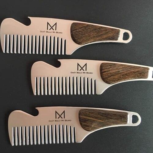 Mayitr Portable Mens Beard Stainless steel Comb Shaving Anti-static Pocket Male Mustache Brush For Styling Tool