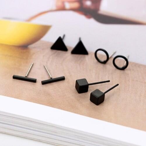 Minimalism Tiny Geometric Metal Studs Pack 4pairs/card