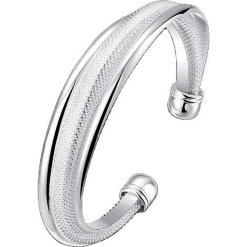 Fashionable Open Bangle Bracelet Bound Net for Mothers, Lovers, Own Gifts, New Silver Plated in Fall 2021