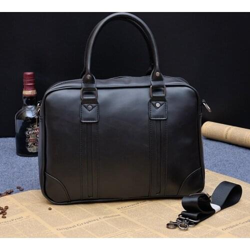Single New Style Comfortable Stylish Horse Leather Mens Shoulder Bag Zip-Oblique Handbag Shoulder Laptop Briefcase New