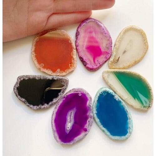 Natural Carnelian Onyx Crystal Slice Pendant DIY Necklace Jewelry Irregular Shape Pendant Geometric Accessories 1pc