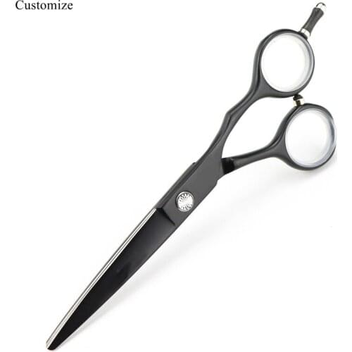 Customize log JP 440c steel 5.5 '' black hair cutting scissors haircut thinning barber makas hair shears hairdressing scissors