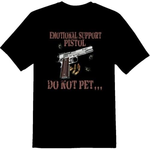 Emotional support pistol do not pet 2nd amendment black or white tee gun 45acp