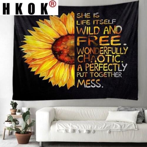HKOK Sunflower Tapestry Hanging Covering Rugs Background Cloth Beach Mat Blanket Art Bedroom Living Home Decor