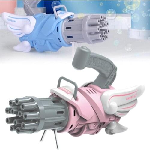 Portable 12-holes Angel Shape Bubble Machine Automatic Bubble Maker Outdoor Toys For Kids