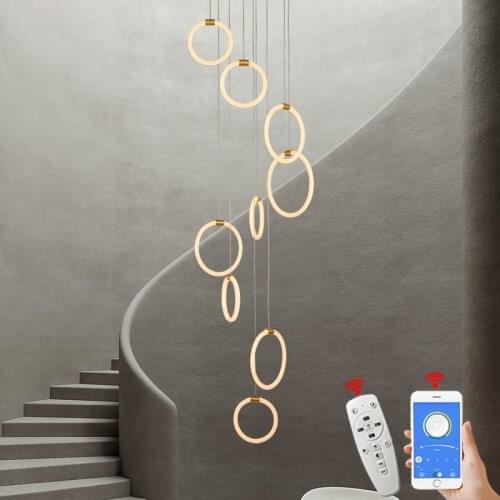 Gold Plated 360 Glow Modern Led Pendant Lights for project Stair villa home deco Pendant Lamp fixtures Dimmable RC With APP