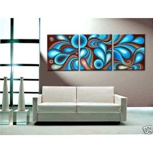 Hand-painted The Blue mechanism High Q. Wall Decor Modern Abstract Oil Painting on canvas 12x16inch 3pcs/set mixorde Framed