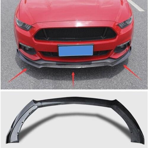 New High quality ABS Black & ABS carbon fibrer Bumper Front Lip Protector Cove For Ford Mustang 2015 2016 2017