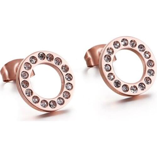 2020 new Korean style titanium steel cubic zirconia circle earrings for women girls