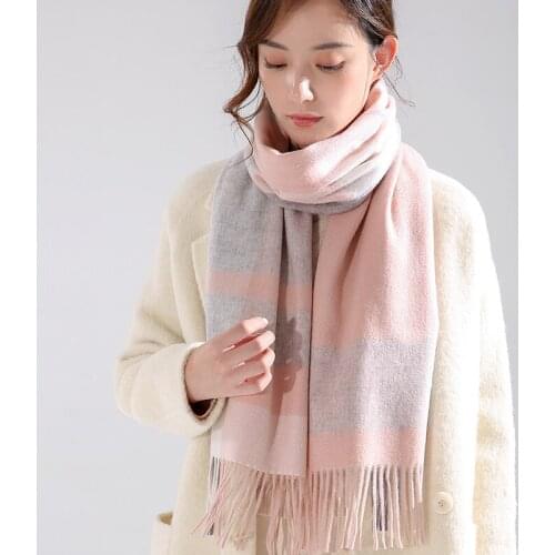 Winter 100% Cashmere Scarf Women 2021 Fashion Plaid Shawls Warm Pashmina Ladies Pure Cashmere Neck Scarves Foulard Femme