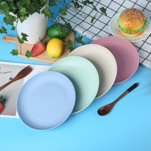 1 Set of 4 Wheat Straw Dishes Safe and Non-toxic Strong and Resistant To Falli Dinner Set Plates and Dishes