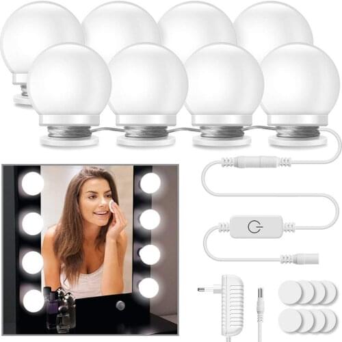 10Pcs Makeup Mirror Vanity LED Light Bulbs lamp Kit Make up Mirrors Cosmetic lights Brightness Adjustable for Make-up Wall Lamp