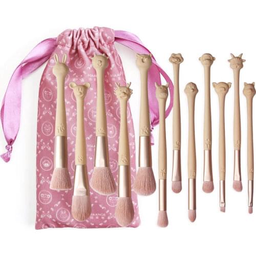 12PCS Zodiac Cute Pet Makeup Brush Set with Flannel Bag Eyeshadow Brush Repairing Brush Blush Brush Beauty Tools Hot Sale