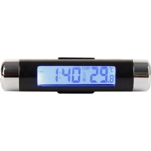 1 Pcs 2 In 1 Car Auto Thermometer Clock LCD Digital Display Screen Clip-on Digital Blue Back Light Automotive Accessories