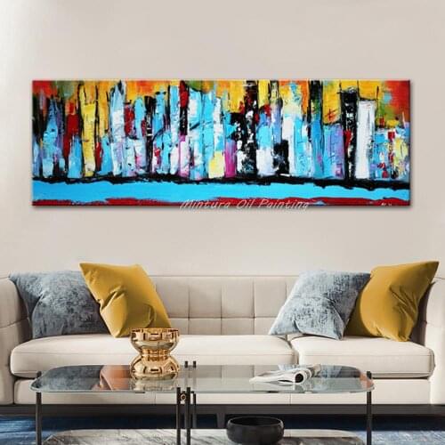 Free Shipping Hand-painted Abstract Building Oil Painting Decorative Painting For Living Room Dining Room Bedroom Unframe