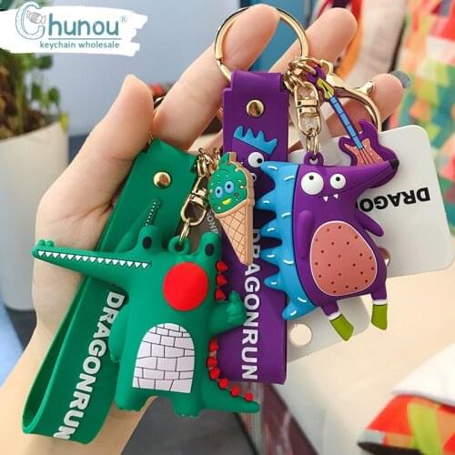 2021 Creative Animal Key Chain Ring Cute Solicone Alligator Hedgehog Fox Keychains Women Backpack Car Key Holder Kids Porte Clef