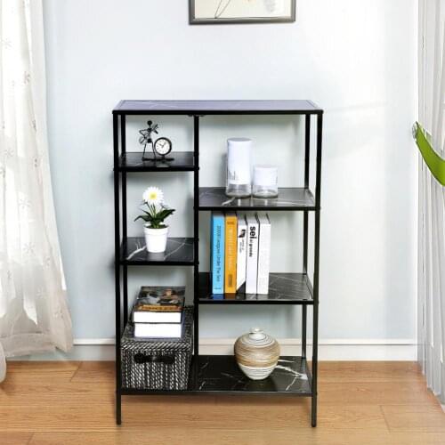 Long Lasting Medium Density Fiberboard Bookshelf with 6 Fixed Shelves for Home