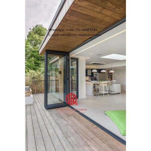 Double glazing lowes bi fold door/Accordion aluminum glass patio exterior bifold doors /bi-fold door anti-clamping folding door