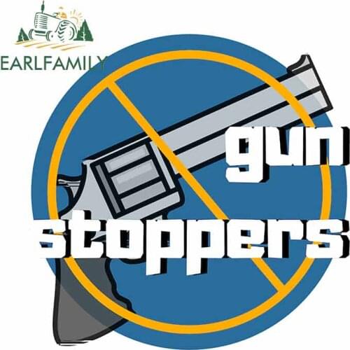 EARLFAMILY 13cm x 12.9cm for Gun Stoppers Personality Car Stickers Creative Waterproof Scratch-proof Sticker Anime Decals Decor