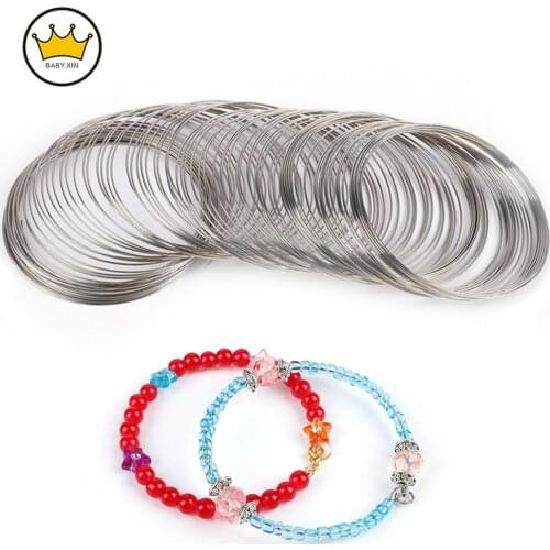 100 Loops 0.6mm Memoried Beading Flexible Wire Steel Line For DIY Multi-layer Bangle Bracelet Making Jewelry Findings