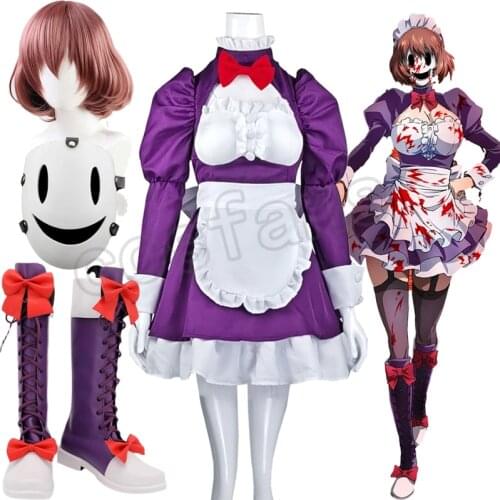 Maid-fuku Kamen Cosplay Costume Boots High-Rise Invasion Cosplay Costume Wig Tenkuu Shinpan Women Maid Outfits Women Headwear