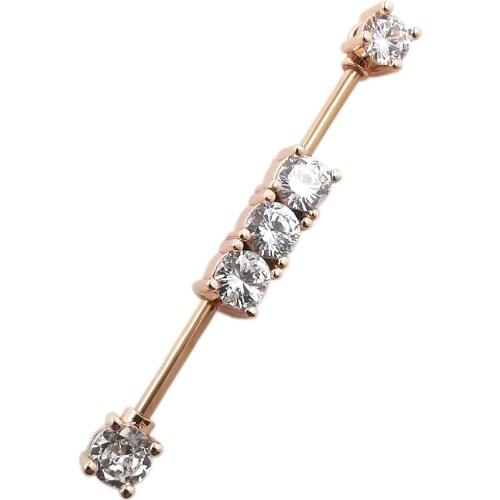 JHJT Industrial Barbell Piercing 14G 316L Surgical Stainless Steel Industrial Bar Cartilage Ear Tragus Helix Ring Jewelry