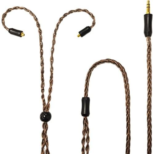 MMCX Earphone Cable IEM Cable Wire SE215 535 846 Single Crystal Copper Silver Plated Cable 3.5 mm Connector