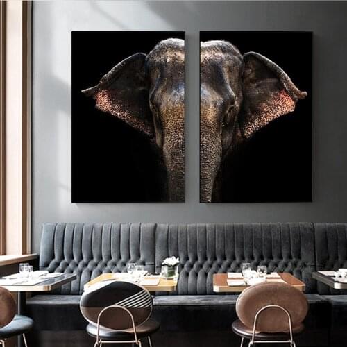 Canvas Painting Wall Art African Elephant poster Nordic Modular 2 sheets Animal picture living room Decorative Paintings