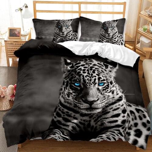Grey Leopard Cheetah Bedding Set Animal 3d Duvet Cover Sets Comforter Bed Linen Twin Queen King Single Size Fashion Luxury Cool