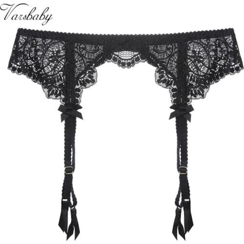 Varsbaby ladies sexy floral lace underwear transparent bow breathable garters for women