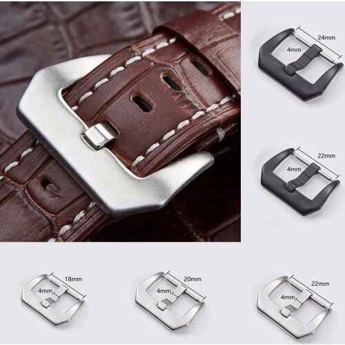 Metal Buckle Watch Strap Band Solid Stainless Steel 18 20 22 24mm Silver Black Brushed Watchbands Clasp Accessories
