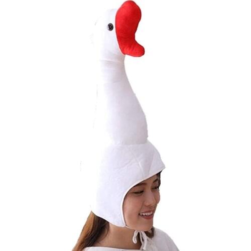 Cute Plush Funny Goose Shape Cap Adult Kids Halloween Party Cosplay Animal Hood Hat Winter Warm Costume