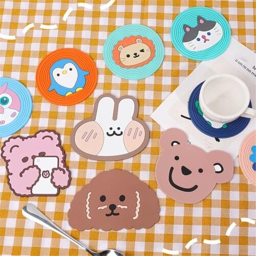 1pc Insulation Cartoon Cute Non-slip Coaster Thick Silicone Tea Cup Mat Coaster Bowl Mat Kawaii Home Office Desk Accessories
