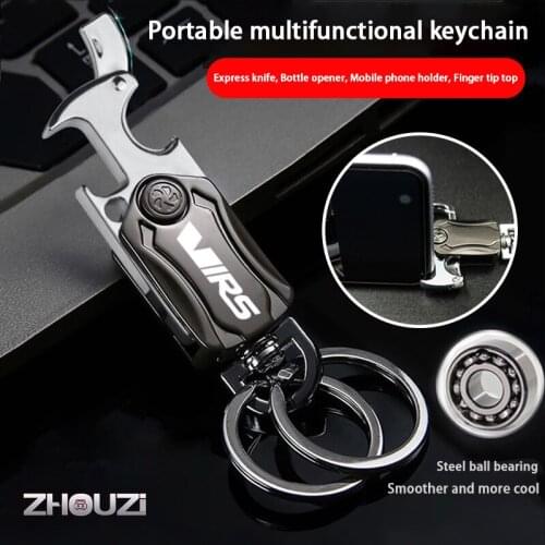 Multifunction Car Keychain Key Chain DIY Key Ring Beer Opener Fidget Spinner For Skoda Octavia Virs RS IV Car Accessories