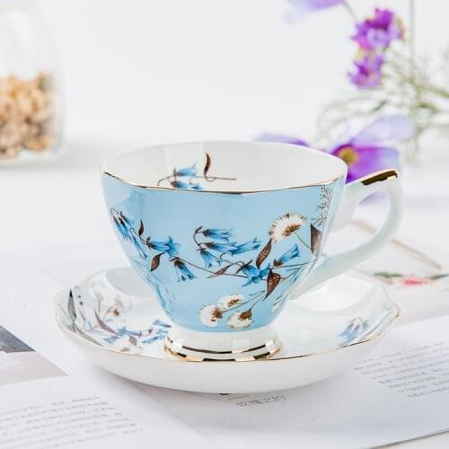 Cute European Bone China Coffee Cup and Saucer Set Modern Design Geometric Shape Chinese Elements Afternoon Tea 200ml Mug
