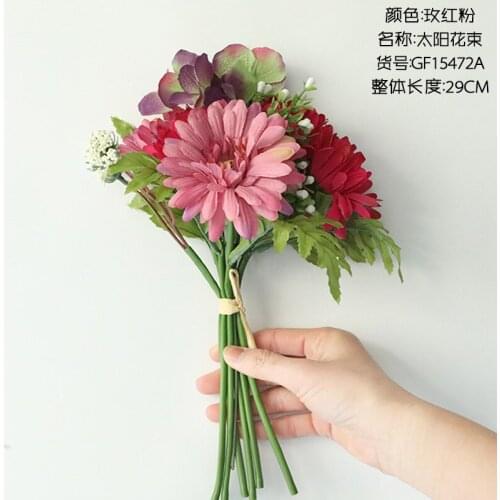 Sunflowers Daisy Hand Holding Flowers Hydrangea Bundle Holding Flowers for Home Wedding Car Decoration