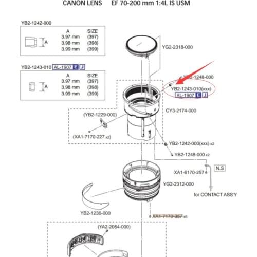 NEW EF 70-200 F4 Lens Decentering Collar Guide YB2-1243 For Canon 70-200mm F4L IS USM Replacement Spare Part