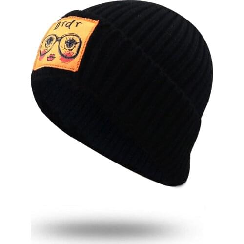 New Unisex Winter Hats For Men & Women Casual Thick Warm Knitted Hats Outdoor Sports Ski Beanie Hats Patch Bonnet Cap