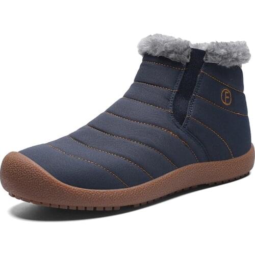 Plush Snow Boots Men Waterproof Outdoor Winter Boots Male Fashion Velvet Cotton Shoes Warm Walking Sneakers for Cold Weather