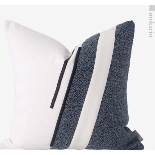 Cushions home decor luxury Fabric Cushion Pillow Blue and White Stitching Contrast Color Square Pillow Waist Pillow Case