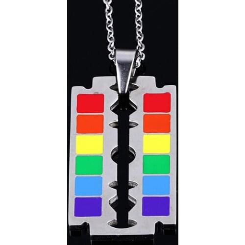 Titanium Stainless Steel Rainbow Pride Gay & Lesbian LGBT Pendant Charm Transgender Bisexual Transexual Gift Jewelry