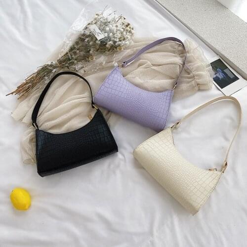 Simple Buckle Underarm Shoulder Bag Solid Color PU Leather Women Handbag Tote Popular Simple Female Daily Bag
