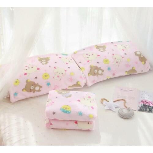 Rilakkuma plush blanket pink bear pillow case cover flannel blanket sheet girl romantic gift surprise gift for daughter
