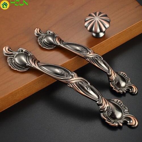 96mm 128mm European Retro Fashion Antique Copper Kitchen Cabinet Wine Cabinet Door Handle 5" Red Bronze Drawer Cabinet Knob Pull